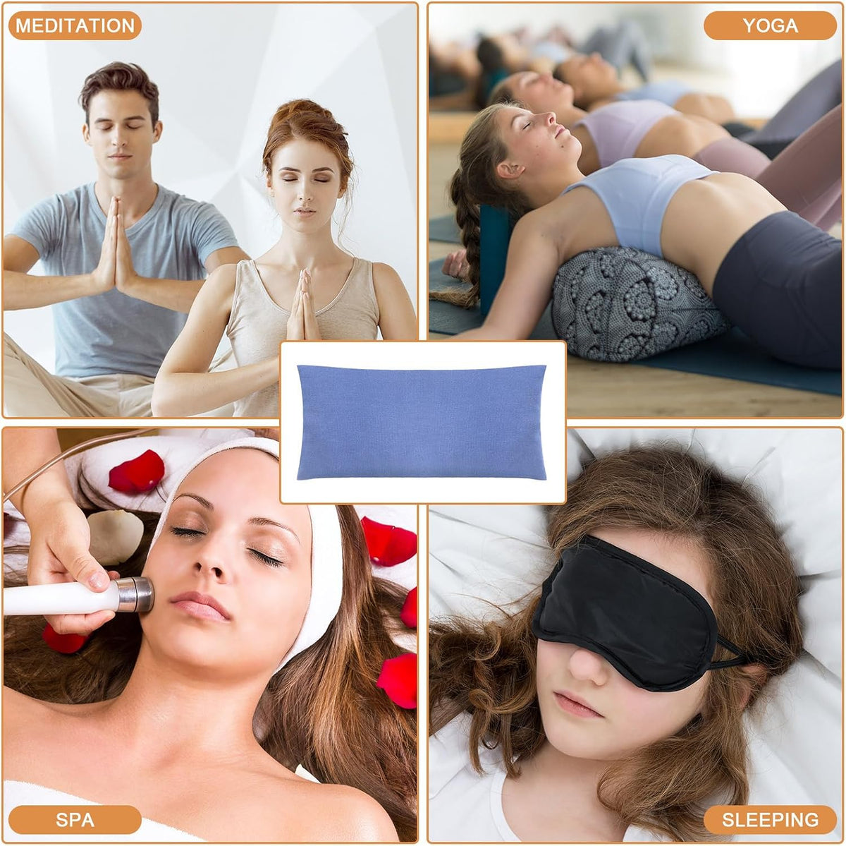 SmoothNovelty 6 Pack Cotton Eye Pillow Cover, for Zipper Yoga Spa