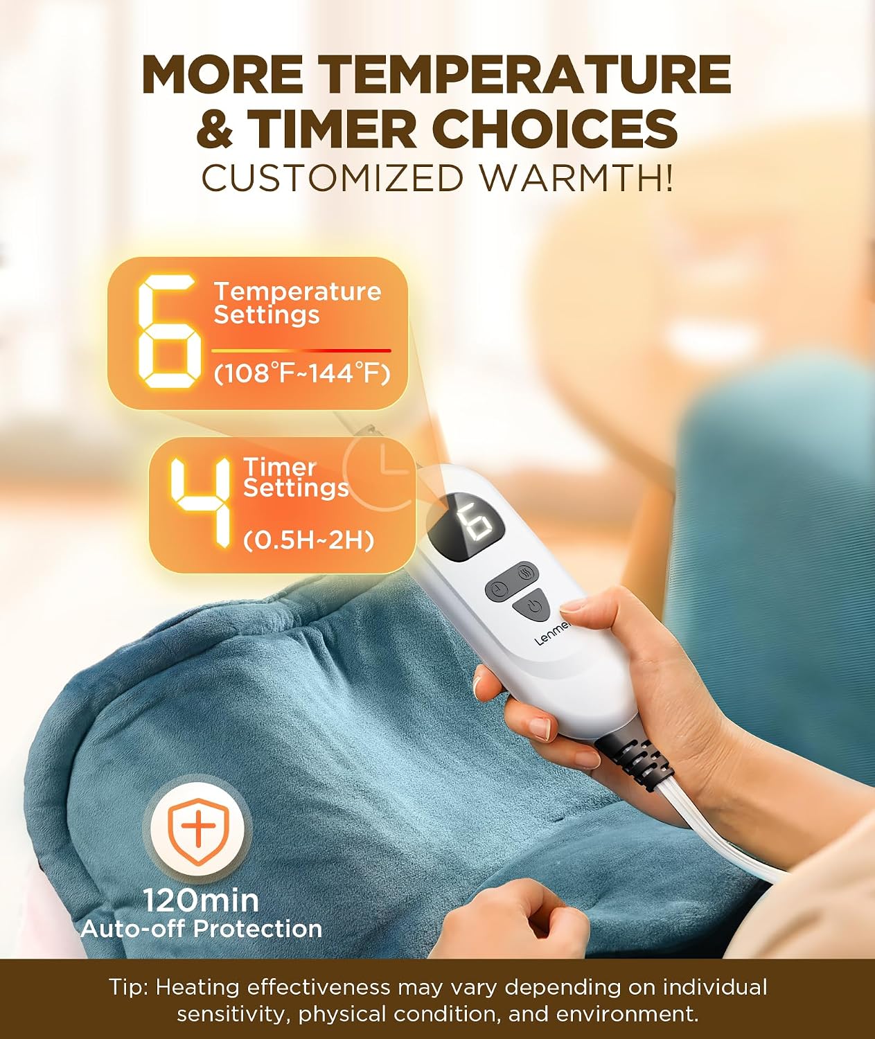 Graphene-Infused 1Min Fast Heating Pad, Deeper Muscle Relief Weighted Heating Pads for Neck and Shoulders and Back, Heated Wrap with 6 Heat Options 4 Auto Timer, Surprise for Men Women Mom Christmas