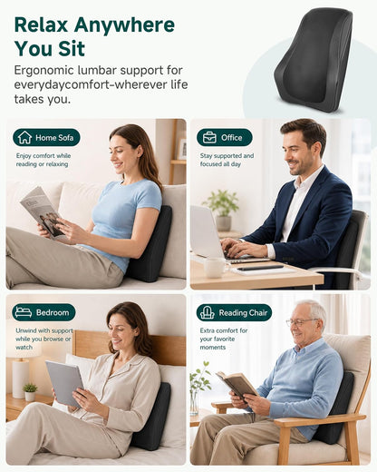 Snailax Back Massager with Heat,Shiatsu Massage Seat Cushion,8 Flexible Nodes Massage for Full Back Massage Chair Pad,Chair Massager for Office,Home Use