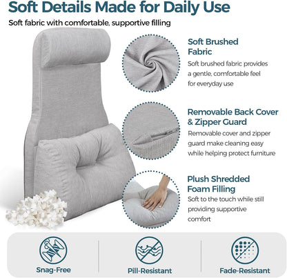 Shinnwa Adjustable Lumbar Support Pillow for Recliner with Headrest | Self-gripping fabric,Shredde memory foam Back Support Pillow with Headrest, Lower Back Pillow for Chair and Couch