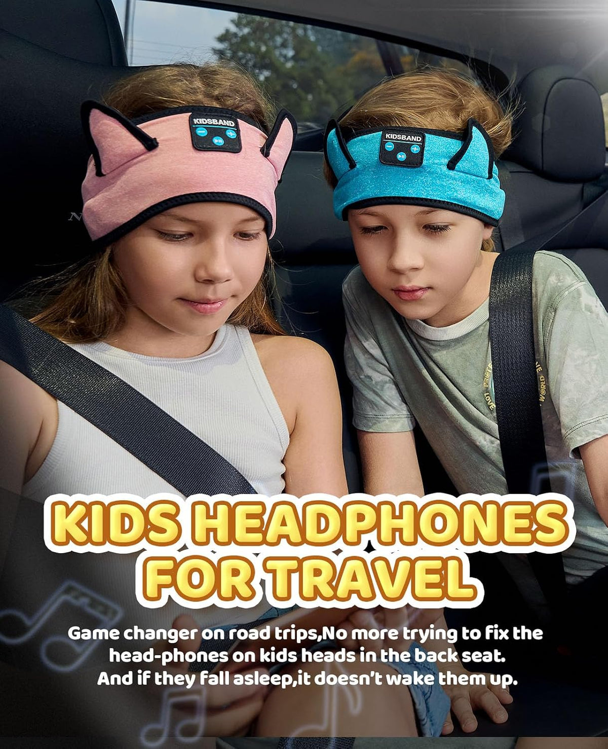 KIDSBAND Kids Bluetooth Headphones, Sleep Headband [Wireless & Wired Playback 2in1] Foldable Headphones for School/Travel/Tablet/Sleep