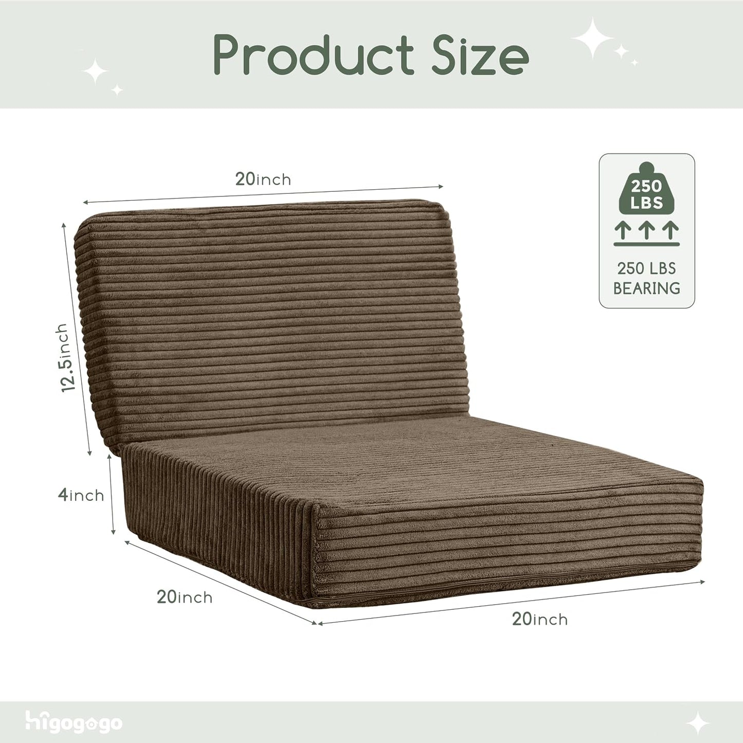 HIGOGOGO Corduroy Recliner Chair Cushion with Lumbar Support Pillow Soft Non-Slip 4" Thick Seat Pad Prevent Buttocks & Back Pain in Seniors (Beige, 12" Backrest)