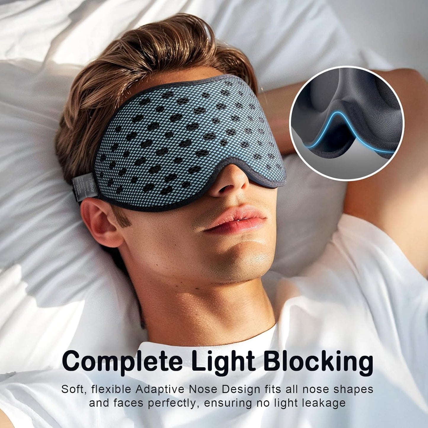 LitBear Breathable Sleep Mask, 3D Eye Mask Sleep for Side Sleepers Women Men