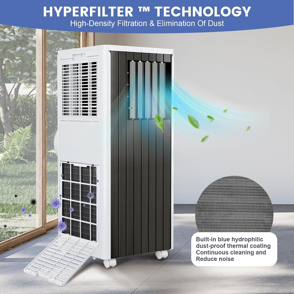 8000 BTU Portable Air Conditioner, 3 in 1 AC with Dehumidifier & Fan, Quiet 45dB, Remote, 24H Timer, Window Kit & Wheels, Cools Up to 350 Sq.ft, Bedroom, Dorm, Home Office