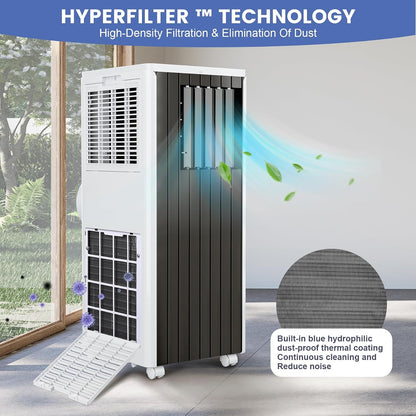 8000 BTU Portable Air Conditioner, 3 in 1 AC with Dehumidifier & Fan, Quiet 45dB, Remote, 24H Timer, Window Kit & Wheels, Cools Up to 350 Sq.ft, Bedroom, Dorm, Home Office