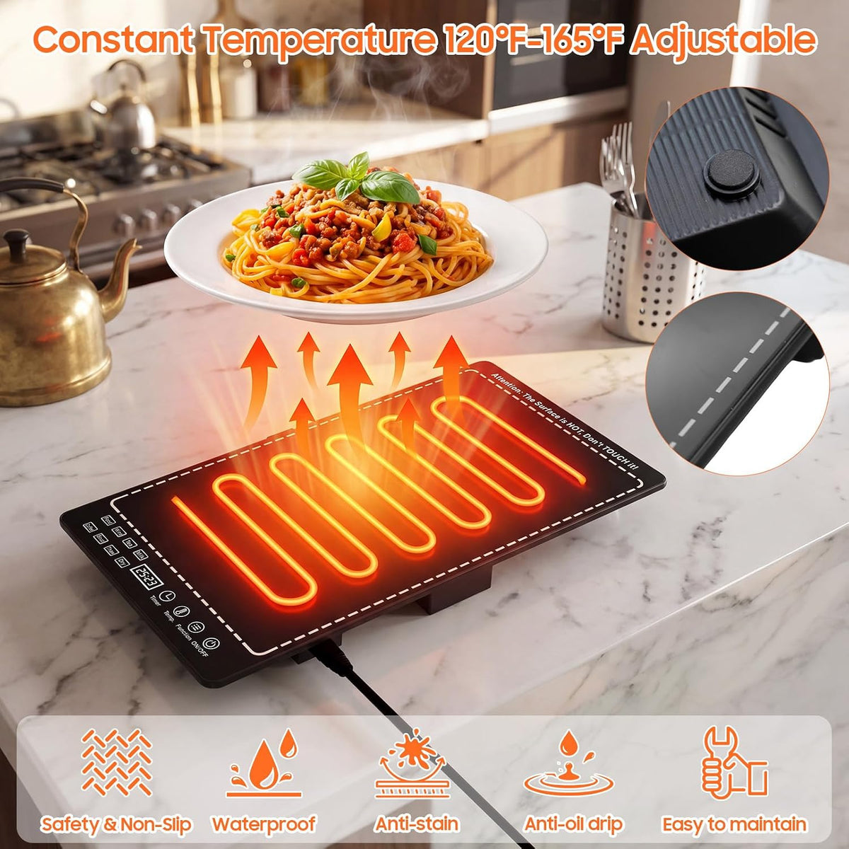 Electric Warming Tray for Food, 3-in-1 Food Warmers for Parties Buffet