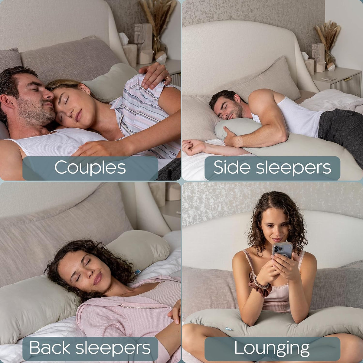 SleepCloud Weighted Body Pillow 6.5lbs, Cooling Tencel Cover, 41” x 10”