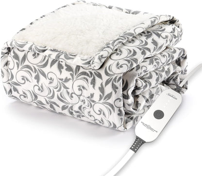 Sunbeam Electric Throw Royal Mink Sherpa Heated Blanket, 4 Heat Settings, 4-Hour Auto Shut-Off, Fast Heating, Luxurious and Ultra Comfy, Cabernet Color, 50" x 60"