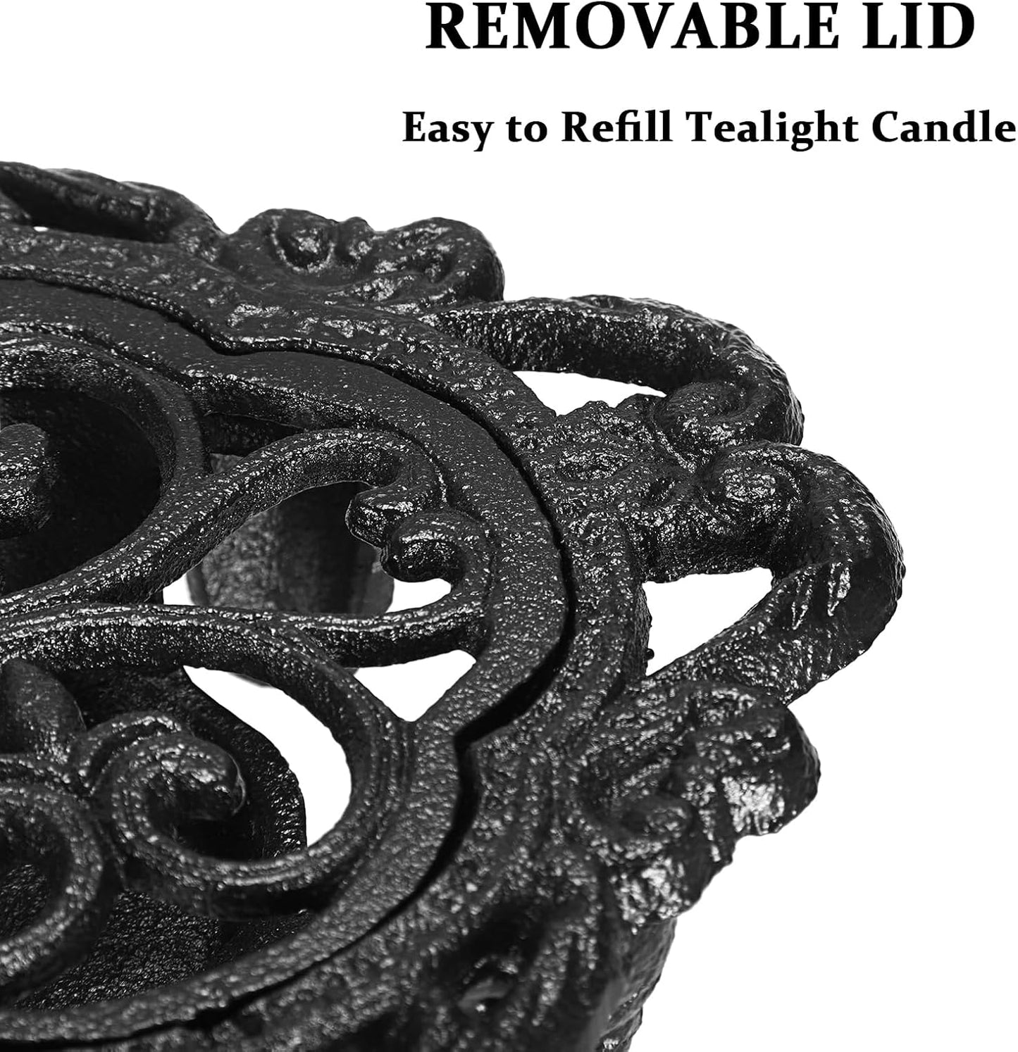 Sumnacon Cast Iron Teapot Warmer Dish Cups Heater Decorative Trivet with Tealight Holder - Rustic and Heavy Duty Tealight Candle Holder Stands - Elegant Food Warmer for Tea, Coffee, Milk