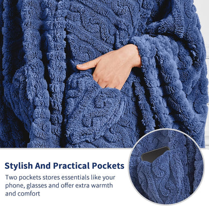 Wearable Blanket Sherpa Fleece Shawl Blanket with Pockets Blanket Poncho Cape for Adults, Cozy Shawl TV Throw Blankets