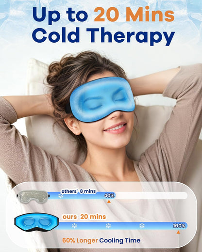 BeeVines 3D Cooling Gel Eye Mask for Puffy Eyes Migraines Headache Fast Relief, After Surgery Care, Ice Pack for Cold Compress, 6 OZ Contoured Weighted Sleep Mask for Sleeping, 100% Blackout