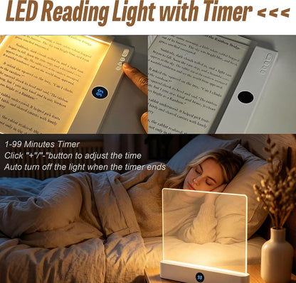 GJD 2-in-1 LED Book Light & Night Light, Rechargeable Flat Reading Light with 3 Color Modes Timer for Reading in Bed