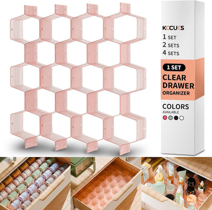 Honeycomb Separator Adjustable Drawer Organizer Divider for Underwear Belt-Scarf Socks Organizer (White(2pcs))