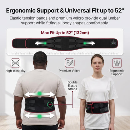 SENAINS 10000mAh Cordless Heating Pad for Back Pain Relief, 52" Lower Back Massager with 3 Heat 5 Vibration, Portable Wearable Heat Belt for Cramps, Gifts for Women Men Mom Dad