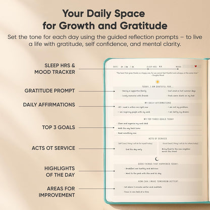 Gratitude & Self-Care Journal - Guided Mindfulness & Mental Health Journal All-in-One with Prompts for Self Discovery - Daily Journal for Men & Women (A5, Black) - PRODUCTIVITY STORE
