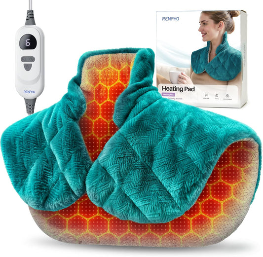 RENPHO Graphene-Infused Heating Pad for Neck, Shoulders & Back | Weighted Heating Pad for Snug Fit, Soft Fabric, 6 Heat Levels & 4 Timers, FSA Eligible HSA, Birthday Gift for Women & Men