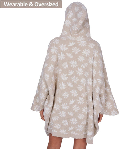 WDCOZY Wearable Blanket Hoodie Poncho Throw Comfy Soft Warm Cape Shawl Cozy Cloak Wrap Hooded with Sleeves For Women Adults