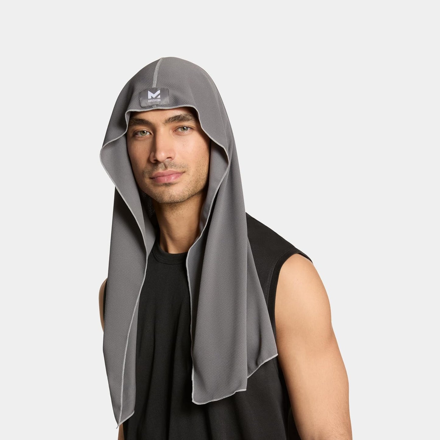 MISSION Cooling Hoodie Towel, Evaporative Cool Technology, Cools Instantly When Wet, UPF 50 Sun Protection, Contours Your Head to Stay in Place, Great for Sports, Fitness, Gym