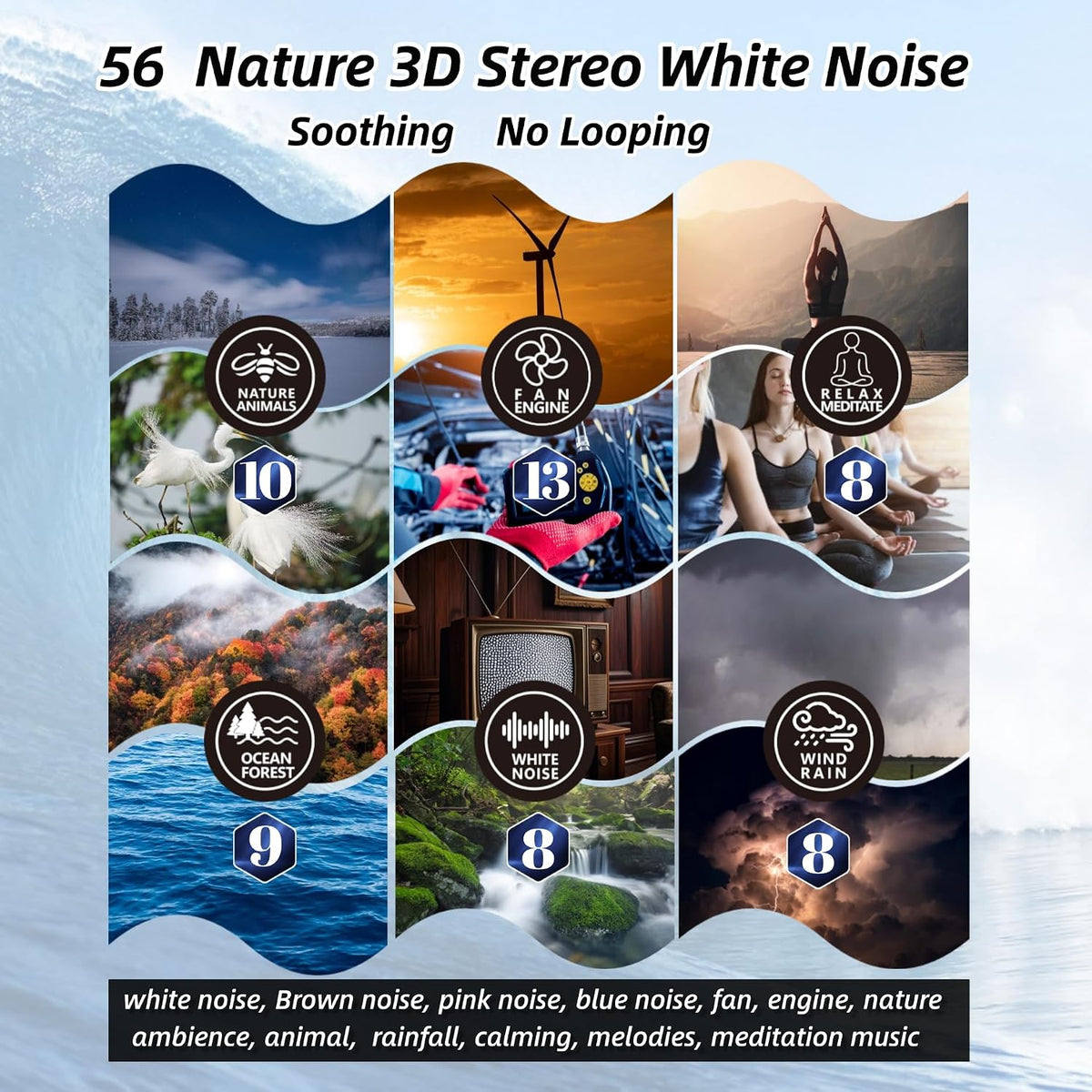 Wikac Bluetooth Soft Pillow Speaker for Sleeping,HQ Amplified Audio,50hr Play-Time,56 Natural 3D White Noise, 5 Timer, Comfortable Sleep Headphones with Bone Conduction Speakers for a Healthy Sleep