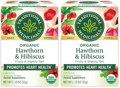 Traditional Medicinals Organic, Hibiscus Tea - Supports Normal Heart Health & Cardiovascular Wellness - Kosher, Non-GMO, Caffeine-Free, Compostable - 16 Tea Bags