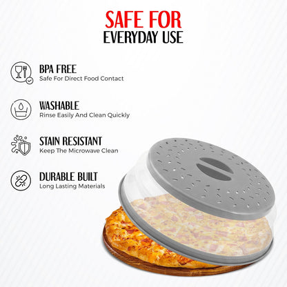 Silicone Microwave Splatter Cover Dishwasher Safe - Pack of 2 Microwave Cover for food- Space Sving design 10.5 Inch BPA Free
