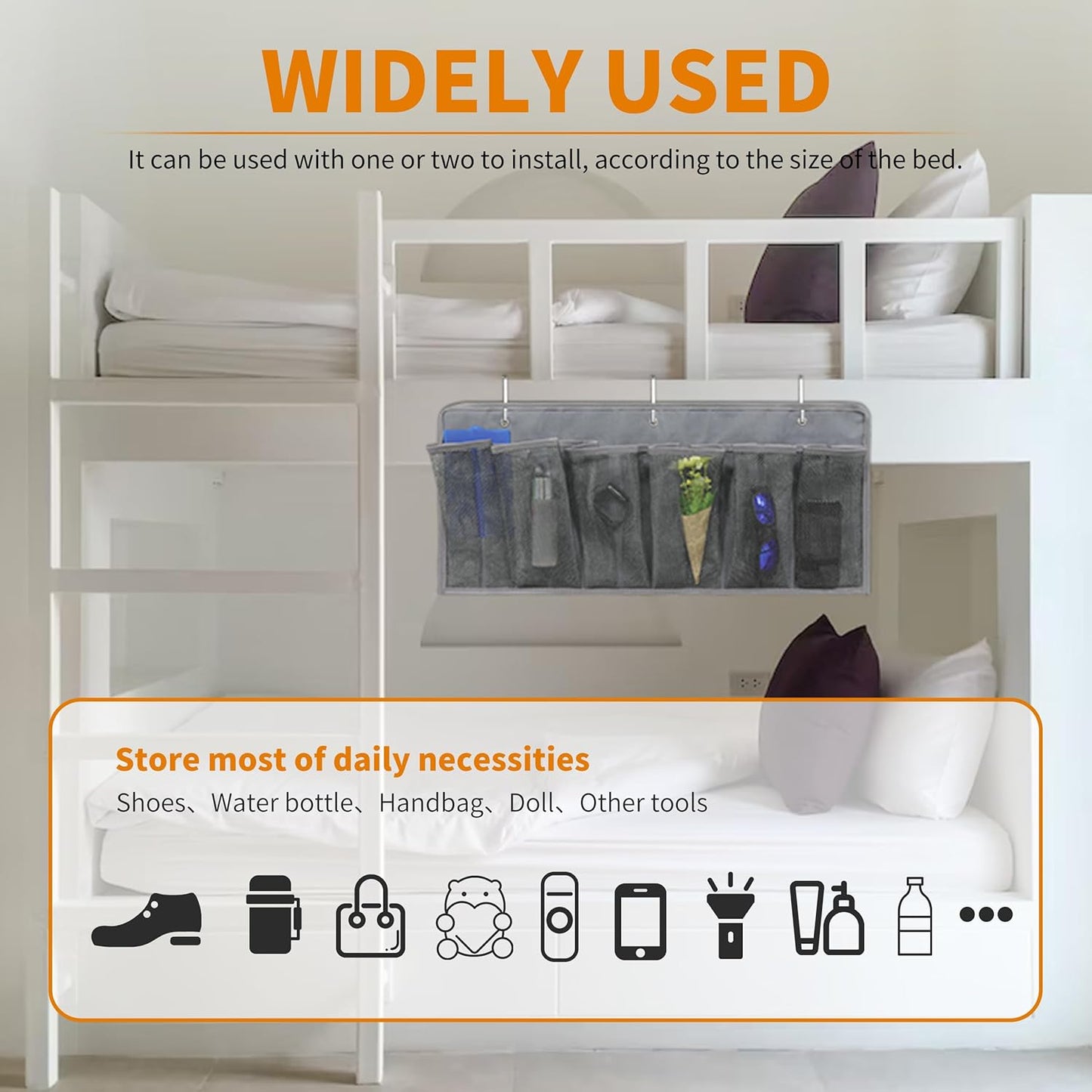 RVZONE RV Shoe Pockets 6 Large Pockets Heavy Hanging Bedside Storage Organizer with Sturdy Hooks for Shoes, Toys and Tools