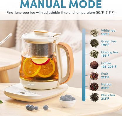 AROMA® Professional Infusion Glass Electric Tea Kettle with Temperature Control and 10 Preset Modes (6 Cups, 1.5 Liters)