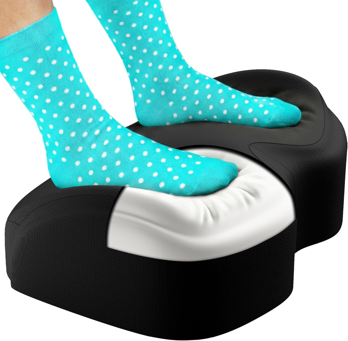 Everlasting Comfort Foot Rest for Under Desk at Work - Memory Foam Office Foot Stool & Under Desk Footrest Leg Elevation Pillow for Gaming & Home Office, Supports Posture