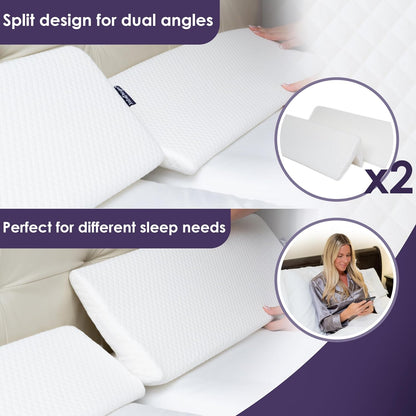 XetraDesign Bed Wedge Pillow for Headboard Gap Up to 7", Triangle Gap Filler for Bed, Mattress Wedge Gap Filler, Headboard Space Filler, Corner Pillow, White Queen 60"