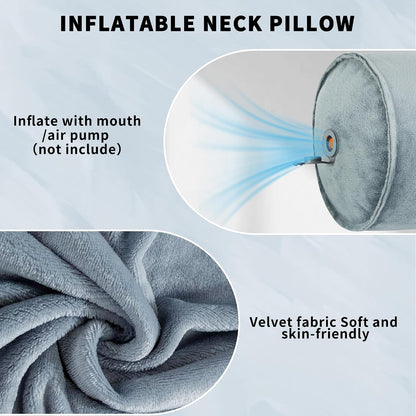 ONTYZZ Inflatable Round Neck Pillow Cervical Roll Pillow, 4.9 * 14.96 inch | Cylinder Bolster Pillow for Head, Neck, Back, Legs and Yoga, Grey