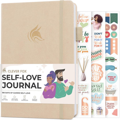 Clever Fox Self-Love Journal for Women, Gratitude, Positivity, Aquamarine | 6-month daily mental health journal with stickers, self-care, anxiety therapy, life & wellness planner for teens & adults
