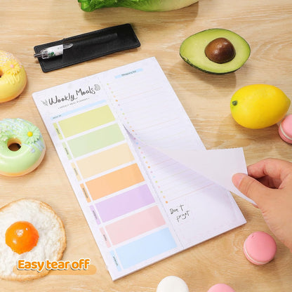Thboxes 60 Sheets Magnetic Weekly Meal Planner for Fridge, Grocery List Pad | Tear-Off Shopping List, 7x10 In, Flower Design, Full Backing Grip, for Meal Prep, Kitchen, Families, Parents, Home Office