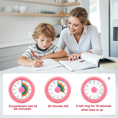 60 Minute Visual Timer with Silent Operation Visual Countdown Timer Rainbow Disk 60 Minute Countdown Timer Task Reminder Home and Kitchen Timer for Kids Desk, Office Meetings (Green)