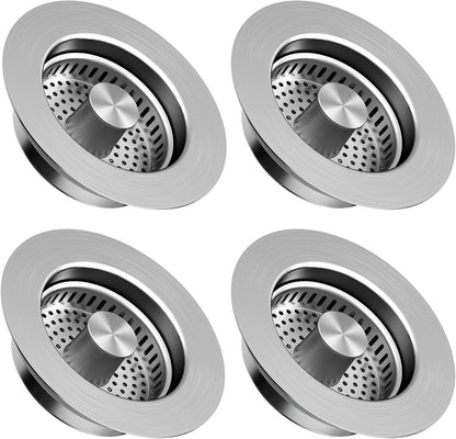 TGOSOMT Kitchen Sink Drain Strainer Stopper, Anti-Clog & Quick Drain | 3-IN-1 Design, Stainless Steel 304, Removable Strainer Basket, Corrosion & Scratch Resistant, Fits US Standard 3-1/2" Drain