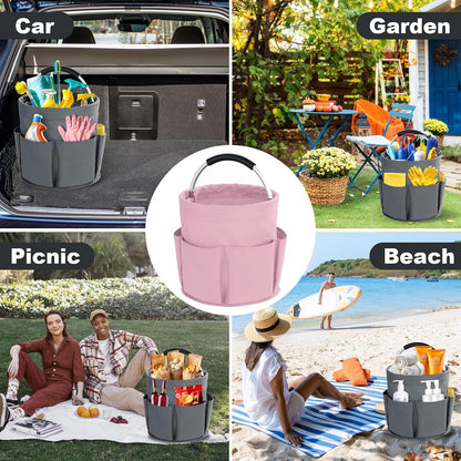 Cleaning Caddy with Handle, Cleaning Products Organiser, 17L Foldable Storage Basket, Cleaning Caddy Organiser, Portable Multi Cleaning Bucket Bag for Home, Garden (Black)