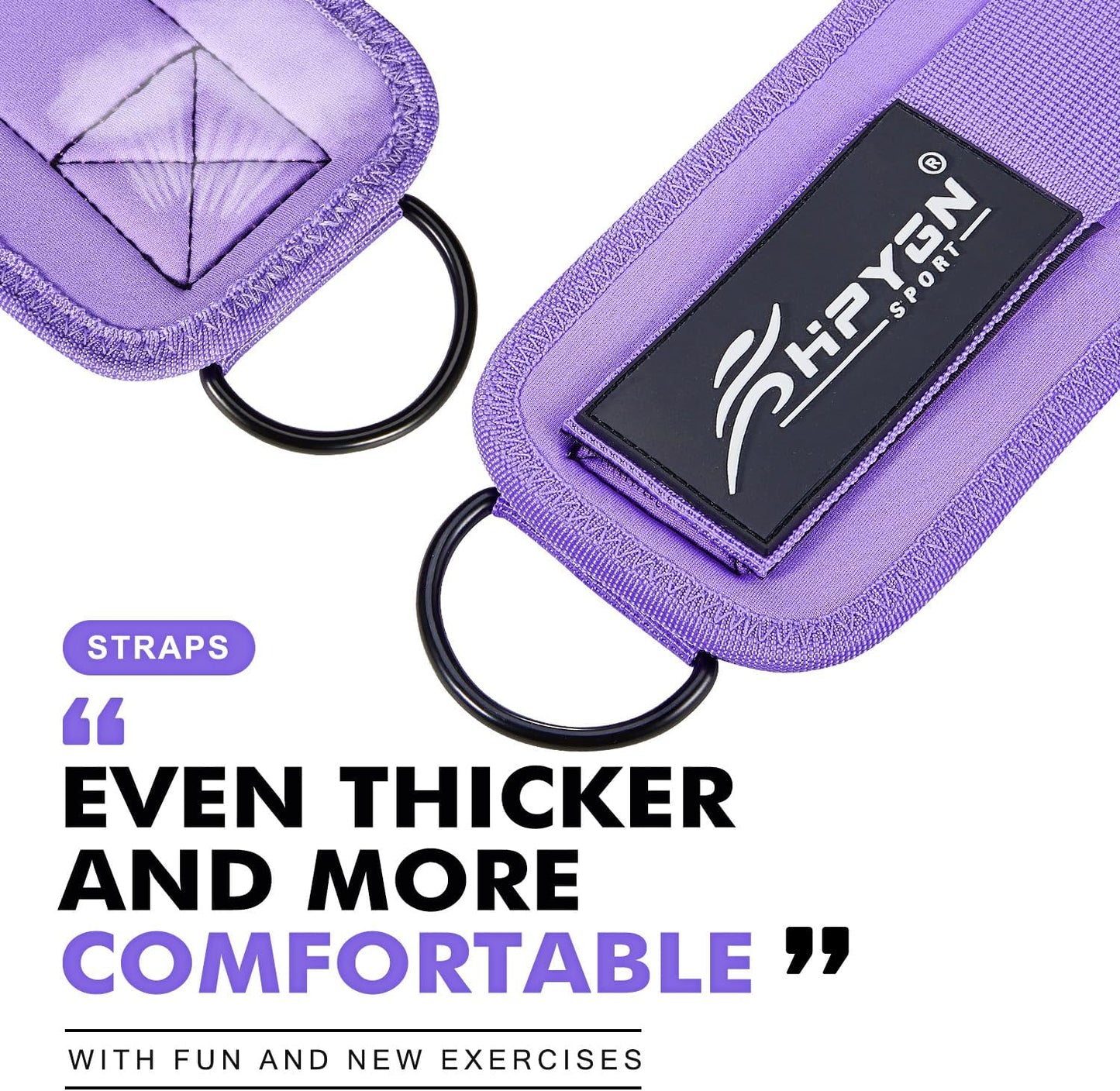 HPYGN Ankle Strap for Cable Machine, Padded Ankle Straps for Cable Machine Kickbacks, Glute Workouts, Leg Extensions, Curls, Booty Hip Abductors Exercise, Adjustable Comfort Ankle Cuff for Gym