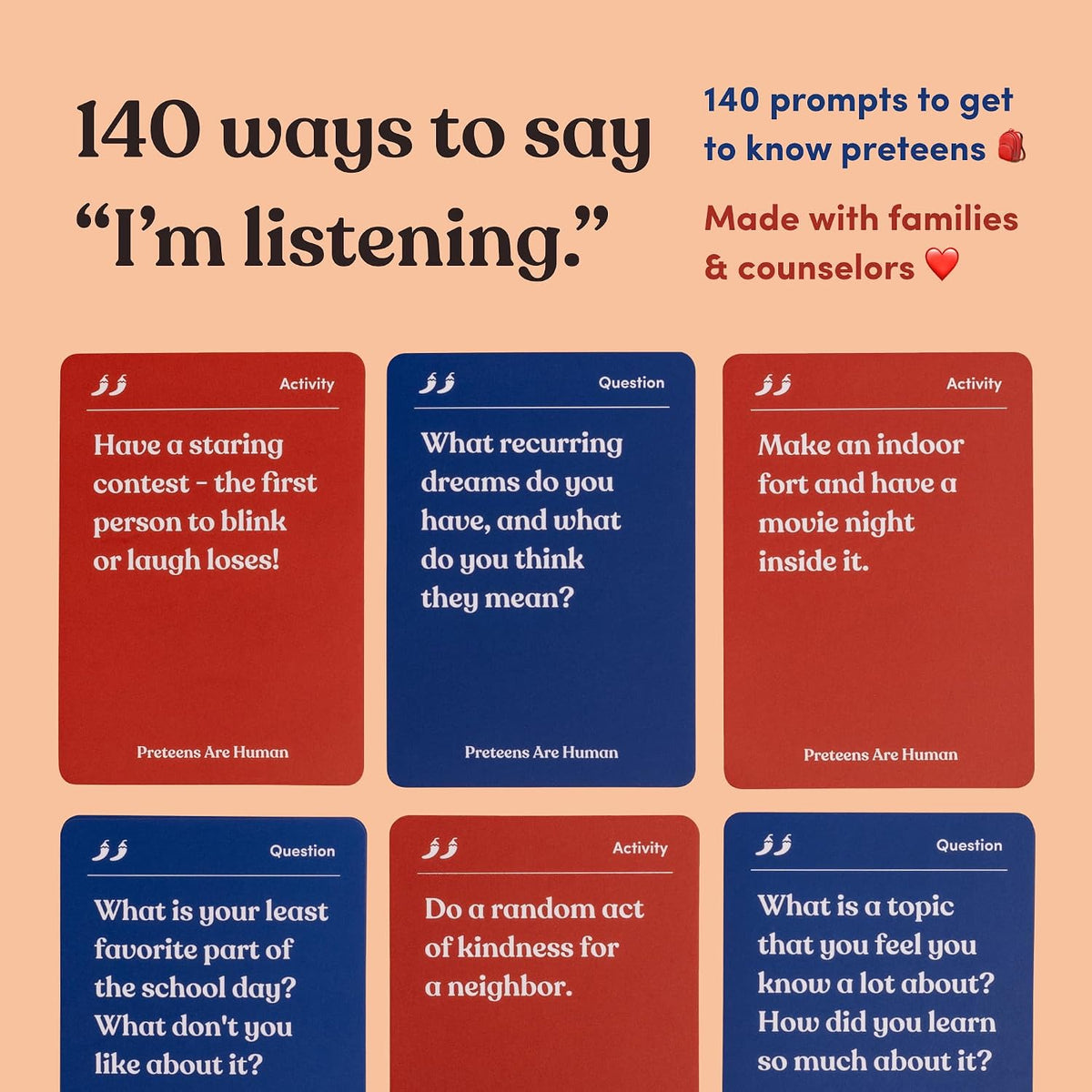 Friends are Human Conversation Cards for Friendship and Bonding, 140 Cards