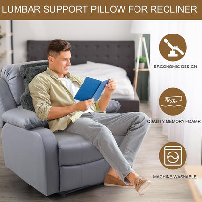 HOMBYS Sherpa Fleece Lumbar Support Pillow with Headrest for Recliner,Memory Foam Recliner Chair Cushion for Back Pain,Big High Back Support for Recliner with Chair Headrest for Elderly (Khaki)