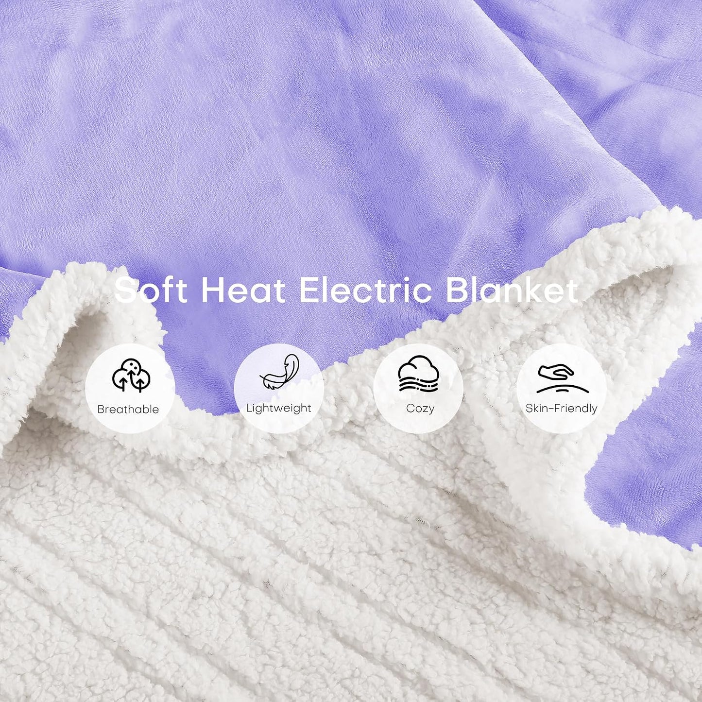 Electric Heated Blanket Full Size 72"x84" – Light Gray | ETL for Safe Overnight, 4 Heat Settings & 10H Auto Off, Dual-Sided Microplush Sherpa for Home Night, Machine washable