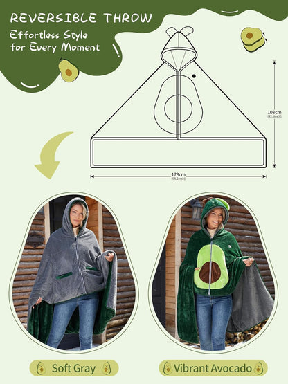 PETREL Wearable Heated Shawl Poncho Blanket,3 Heat Sets | Cordless Heated Throw Blanket,Battery Operated, Sherpa Lining Portable Electric Wrap Hoodie for Car,Indoor,Camping,Picnic