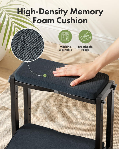 Amazer Bamboo Foot Rest for Under Desk at Work, 2-in-1 Reversible Rocking Footrest Adjustable Foot Stool, Ergonomic Footrest for Under Gaming Desk, Feet Support Leg Footstools for Home Office