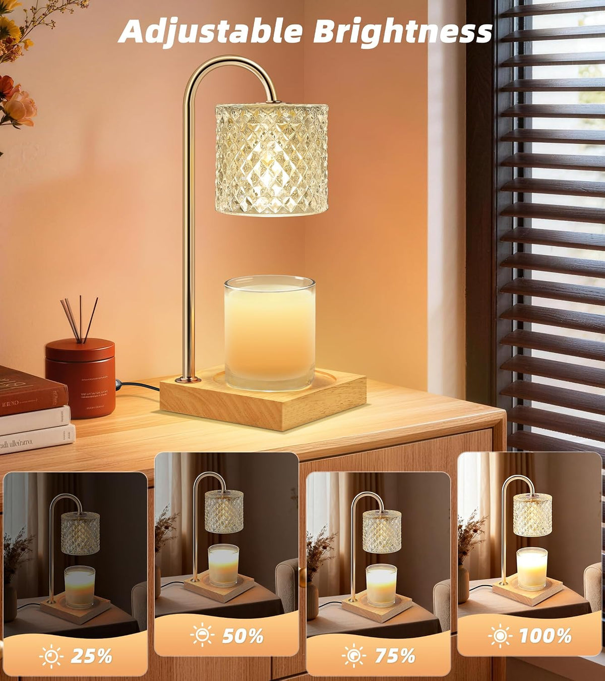 TigQiang Candle Warmer Lamp with Timer, Birthday Gifts for Women, Amber