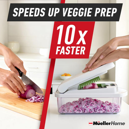 Mueller The Real Original Pro Vegetable Chopper & Mandoline Slicer, 10-in-1 | since 2013, 8 Blade Food Veggie Chopper, Onion Vegetable Cutter with Container, Kitchen Gadgets & Essentials