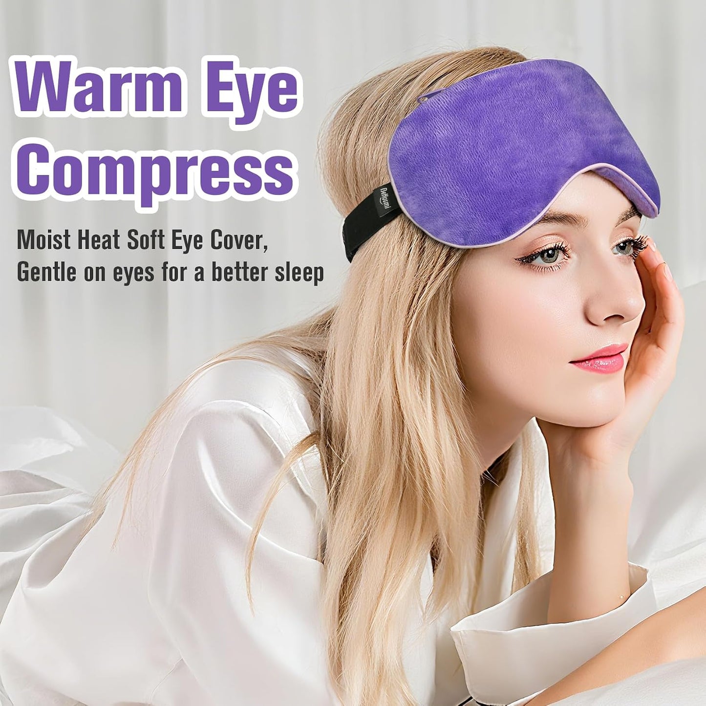 BeHoomi Heated Eye Mask, Weighted Sleep Mask for Eye Relaxation, Purple | Warm Compress for Eyes, Cooling Eye Mask for Sleeping, Reusable Hot and Cold Eye Masks for Home, Office, Gifts for Women