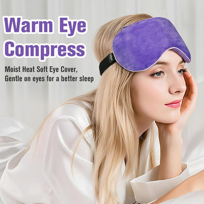 BeHoomi Heated Eye Mask, Weighted Sleep Mask for Eye Relaxation, Purple | Warm Compress for Eyes, Cooling Eye Mask for Sleeping, Reusable Hot and Cold Eye Masks for Home, Office, Gifts for Women