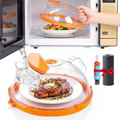 Microwave Splatter Cover for Food with Water Steamer 12inch, Food-Grade