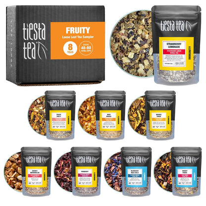 Tiesta Tea - Top 8 Favorites Sampler Set, Loose Leaf, Up to 80 Cups | High to No Caffeine, Hot & Iced, Tea Variety Pack with Green, Herbal, & Black, 8 Sample Pouches