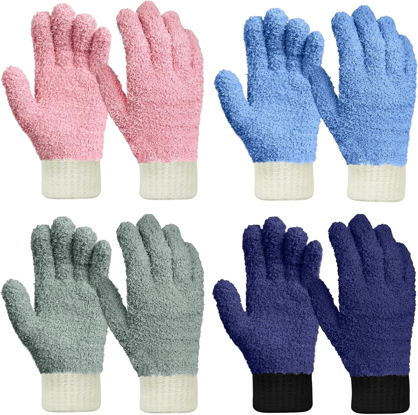 MIG4U Microfiber Dusting Gloves House Cleaning Glove for Blinds, Windows, Shutters, Furniture, and Car, Reusable Lint-Free Blue 1 Pair S/M