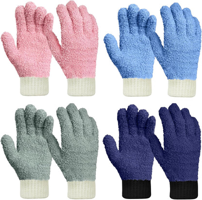 MIG4U Microfiber Dusting Gloves House Cleaning Glove for Blinds, Windows, Shutters, Furniture, and Car, Reusable Lint-Free Blue 1 Pair S/M