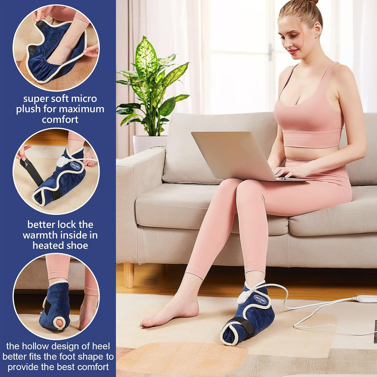 JOBYNA Ankle/Toe/Foot Warmer | Full Coverage Heated Foot Wrap |86-158℉ Continuous Setting| 10-90min Timer| Electric Heating Pad for Plantar Fasciitis Relief, Neuropathy Pain Relief for Foot(1 Pack)